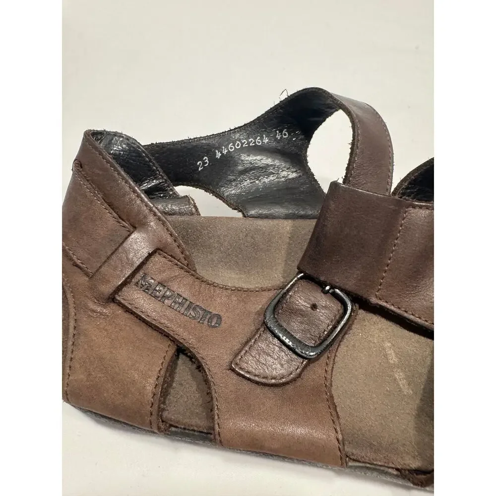 Mephisto Sam Leather Fisherman Sandals Men's Size 12US /‎ 46EU Brown Buckle Flat